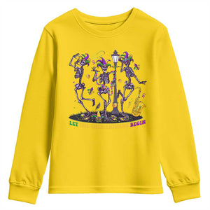 Funny Mardi Gras Youth Sweatshirt Dancing Skeleton Let The Shenanigans Begin TS10 Daisy Print Your Wear