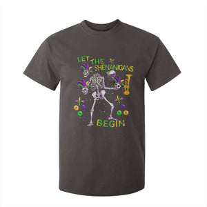 Funny Mardi Gras T Shirt For Kid Let The Shenanigans Begin Juggling Skeleton TS10 Dark Chocolate Print Your Wear