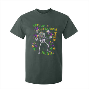 Funny Mardi Gras T Shirt For Kid Let The Shenanigans Begin Juggling Skeleton TS10 Dark Forest Green Print Your Wear