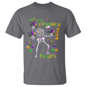 Funny Mardi Gras T Shirt Let The Shenanigans Begin Juggling Skeleton TS10 Charcoal Print Your Wear
