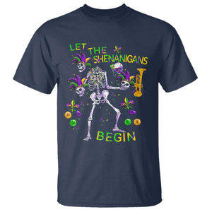 Funny Mardi Gras T Shirt Let The Shenanigans Begin Juggling Skeleton TS10 Navy Print Your Wear