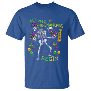 Funny Mardi Gras T Shirt Let The Shenanigans Begin Juggling Skeleton TS10 Royal Blue Print Your Wear