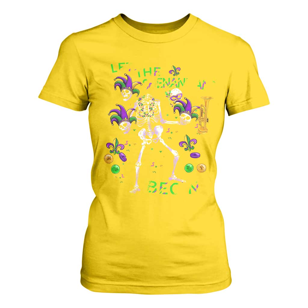 Funny Mardi Gras T Shirt For Women Let The Shenanigans Begin Juggling Skeleton TS10 Daisy Print Your Wear