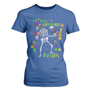 Funny Mardi Gras T Shirt For Women Let The Shenanigans Begin Juggling Skeleton TS10 Royal Blue Print Your Wear
