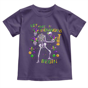 Funny Mardi Gras Toddler T Shirt Let The Shenanigans Begin Juggling Skeleton TS10 Purple Print Your Wear
