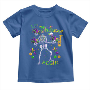 Funny Mardi Gras Toddler T Shirt Let The Shenanigans Begin Juggling Skeleton TS10 Royal Blue Print Your Wear