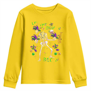 Funny Mardi Gras Youth Sweatshirt Let The Shenanigans Begin Juggling Skeleton TS10 Daisy Print Your Wear