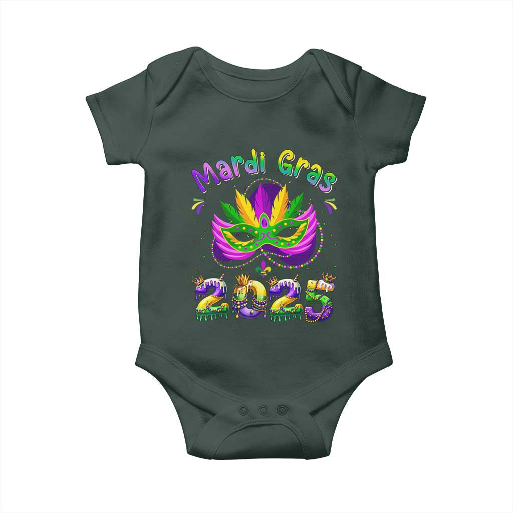 Happy Mardi Gras 2025 Baby Onesie Masquerade Mask Carnival New Orleans Trip TS10 Print Your Wear