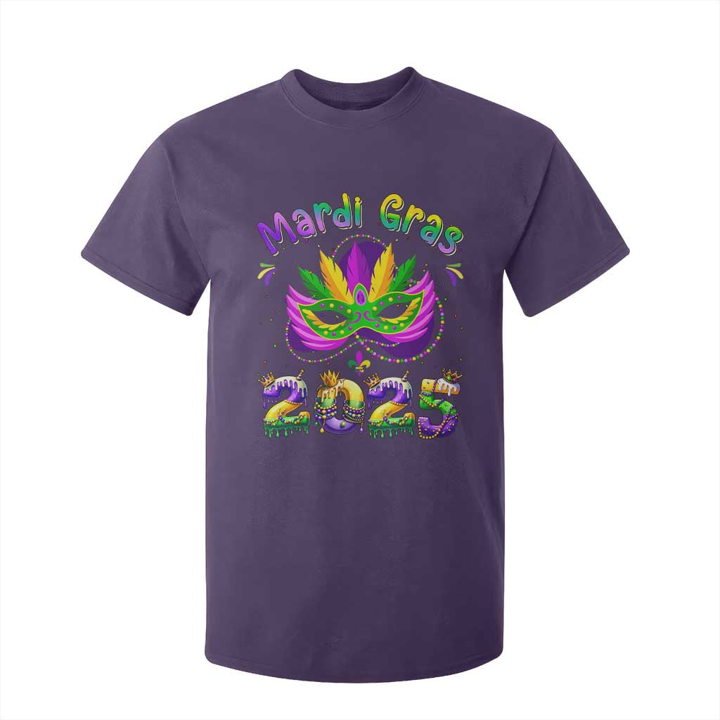 Happy Mardi Gras 2025 T Shirt For Kid Masquerade Mask Carnival New Orleans Trip TS10 Purple Print Your Wear