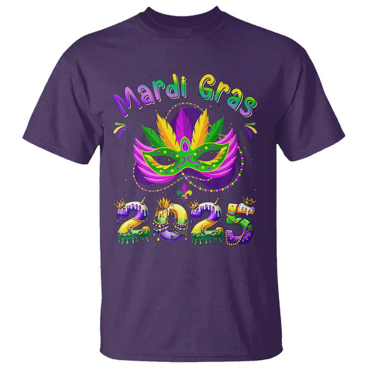 Happy Mardi Gras 2025 T Shirt Masquerade Mask Carnival New Orleans Trip TS10 Purple Print Your Wear