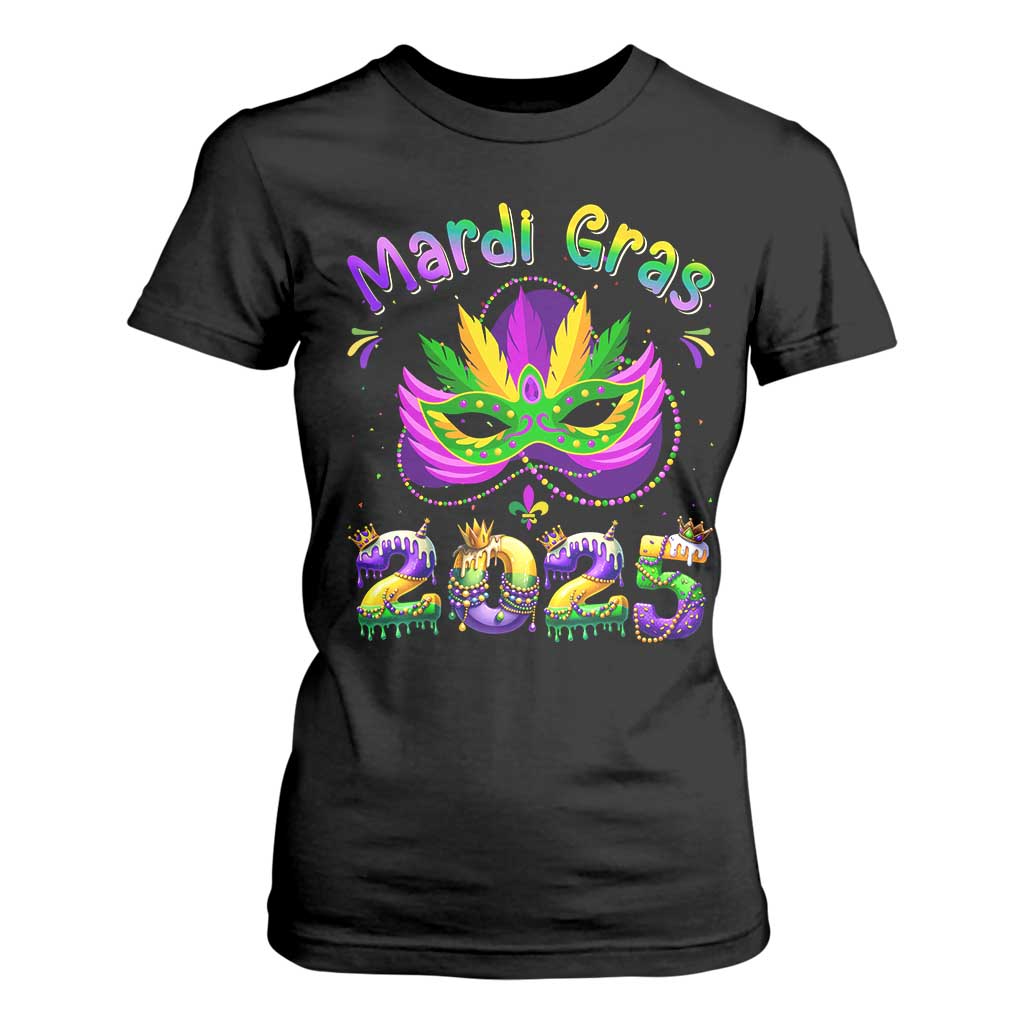 Happy Mardi Gras 2025 T Shirt For Women Masquerade Mask Carnival New Orleans Trip TS10 Black Print Your Wear
