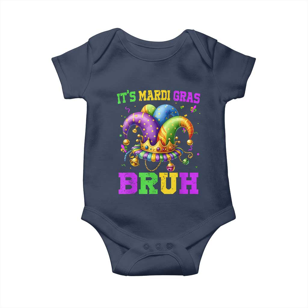 Bruh Mardi Gras Baby Onesie Jester Outfit Teens Boys Kids Mardi Gras TS10 Navy Print Your Wear