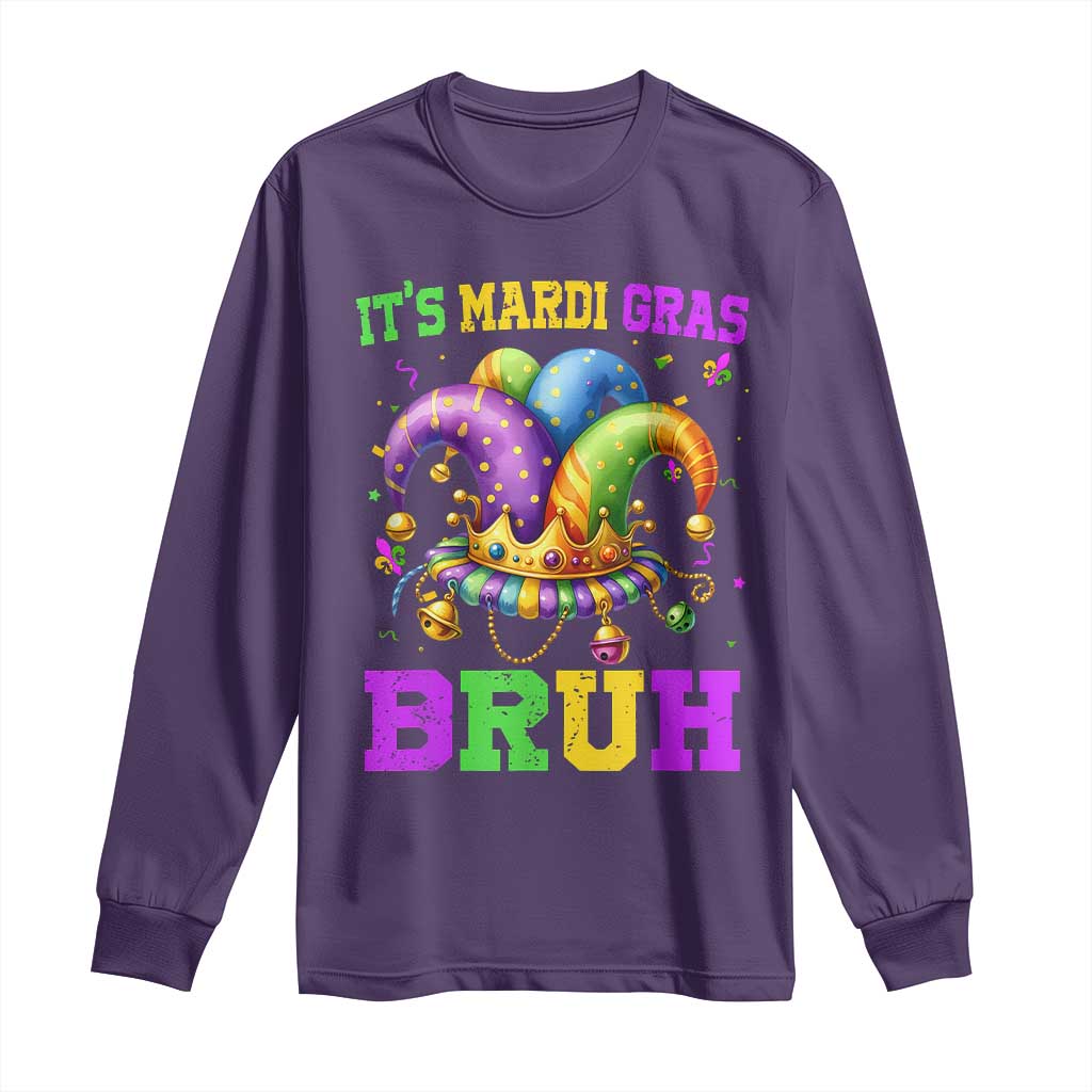 Bruh Mardi Gras Long Sleeve Shirt Jester Outfit Teens Boys Kids Mardi Gras TS10 Purple Print Your Wear