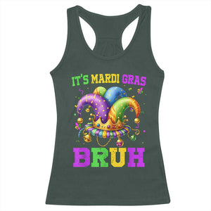 Bruh Mardi Gras Racerback Tank Top Jester Outfit Teens Boys Kids Mardi Gras TS10 Dark Forest Green Print Your Wear