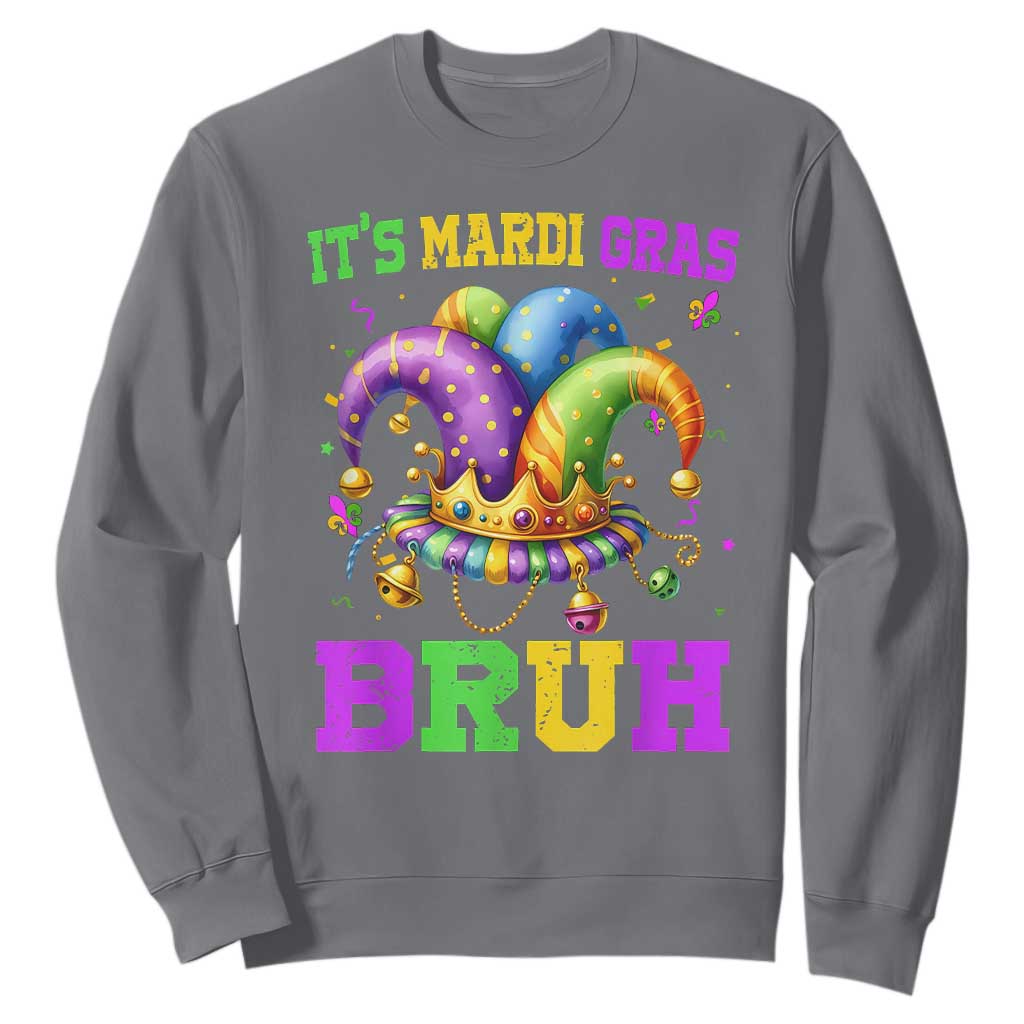 Bruh Mardi Gras Sweatshirt Jester Outfit Teens Boys Kids Mardi Gras TS10 Charcoal Print Your Wear