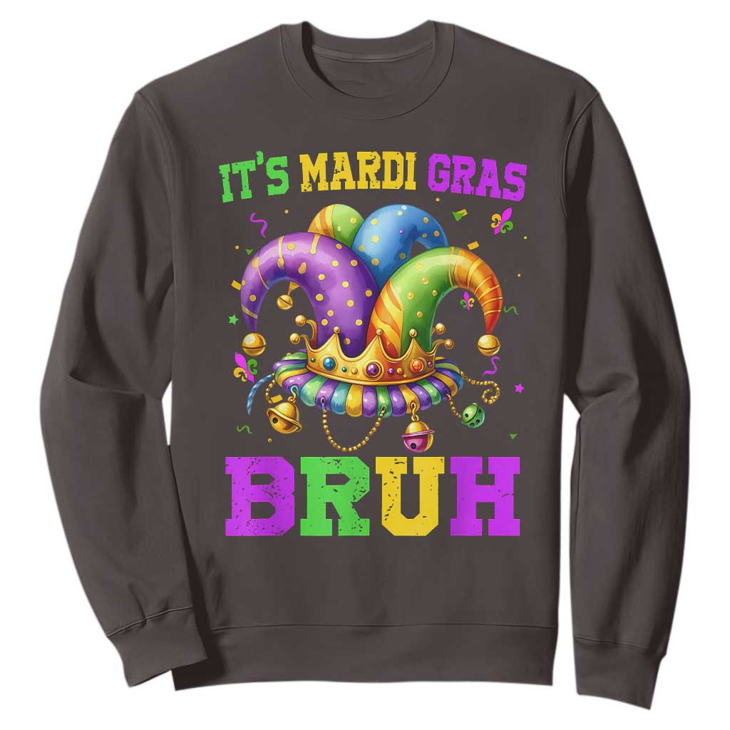 Bruh Mardi Gras Sweatshirt Jester Outfit Teens Boys Kids Mardi Gras TS10 Dark Chocolate Print Your Wear