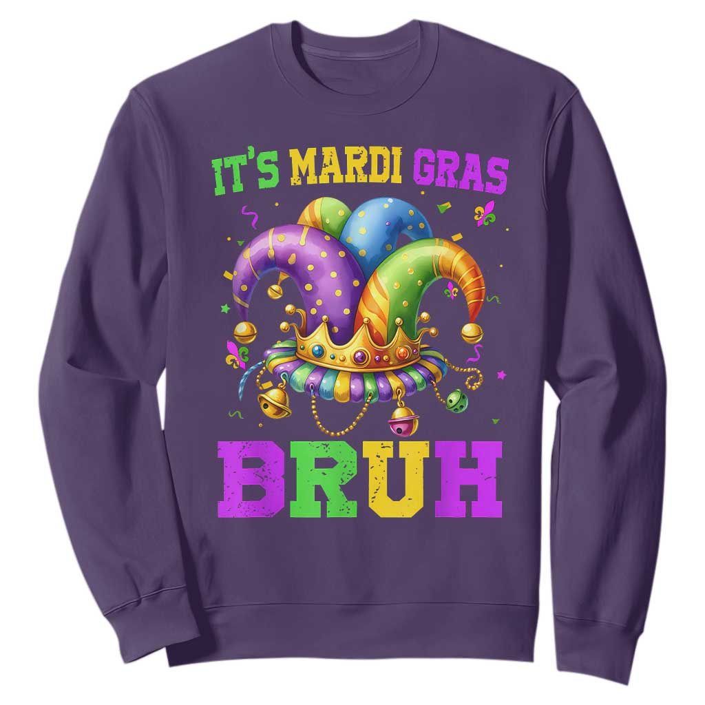 Bruh Mardi Gras Sweatshirt Jester Outfit Teens Boys Kids Mardi Gras TS10 Purple Print Your Wear