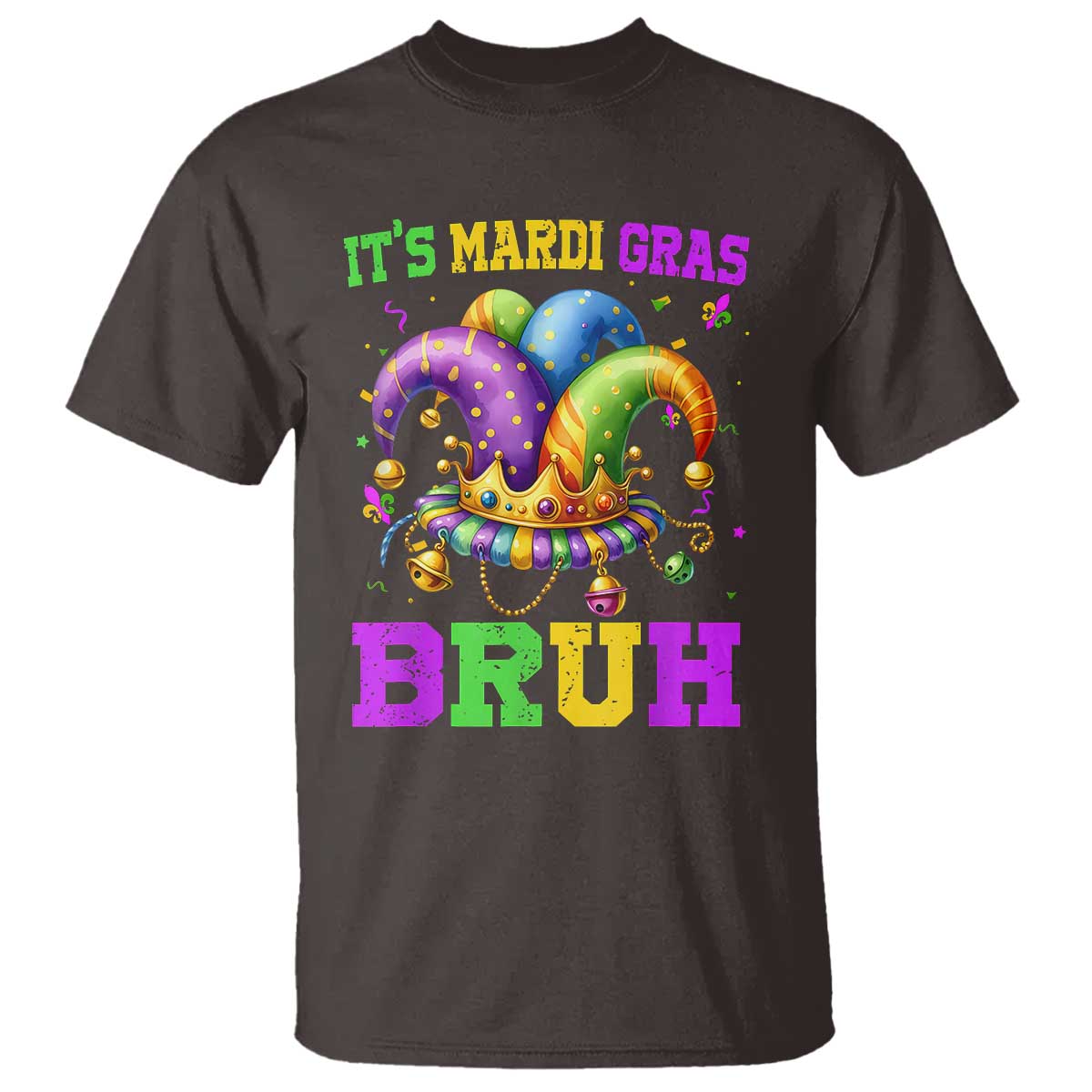 Bruh Mardi Gras T Shirt Jester Outfit Teens Boys Kids Mardi Gras TS10 Dark Chocolate Print Your Wear