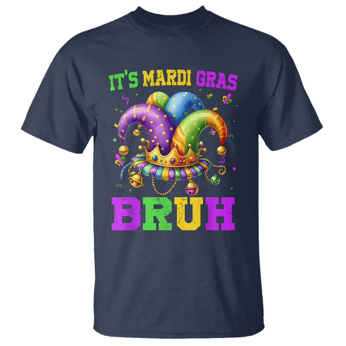 Bruh Mardi Gras T Shirt Jester Outfit Teens Boys Kids Mardi Gras TS10 Navy Print Your Wear