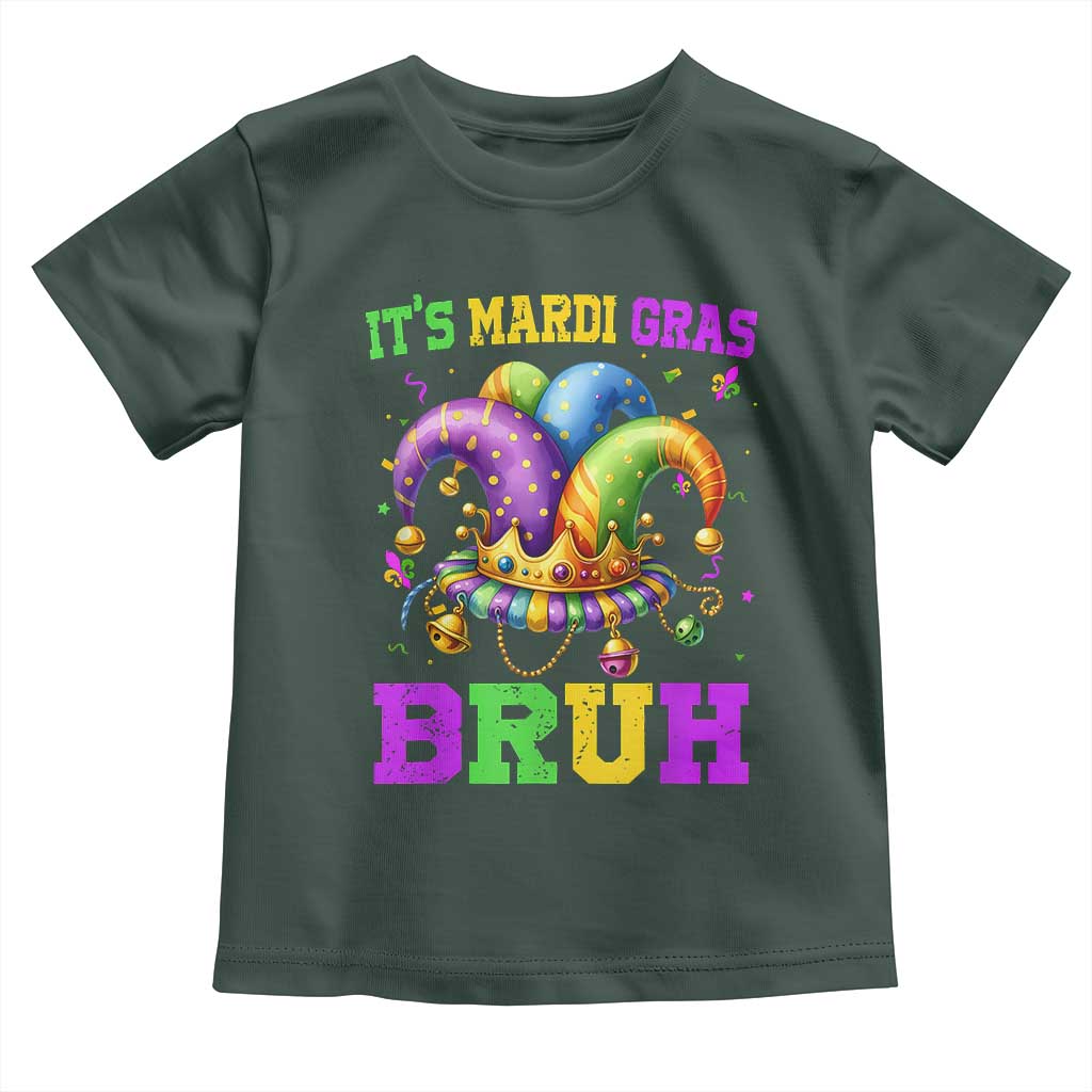 Bruh Mardi Gras Toddler T Shirt Jester Outfit Teens Boys Kids Mardi Gras TS10 Dark Forest Green Print Your Wear