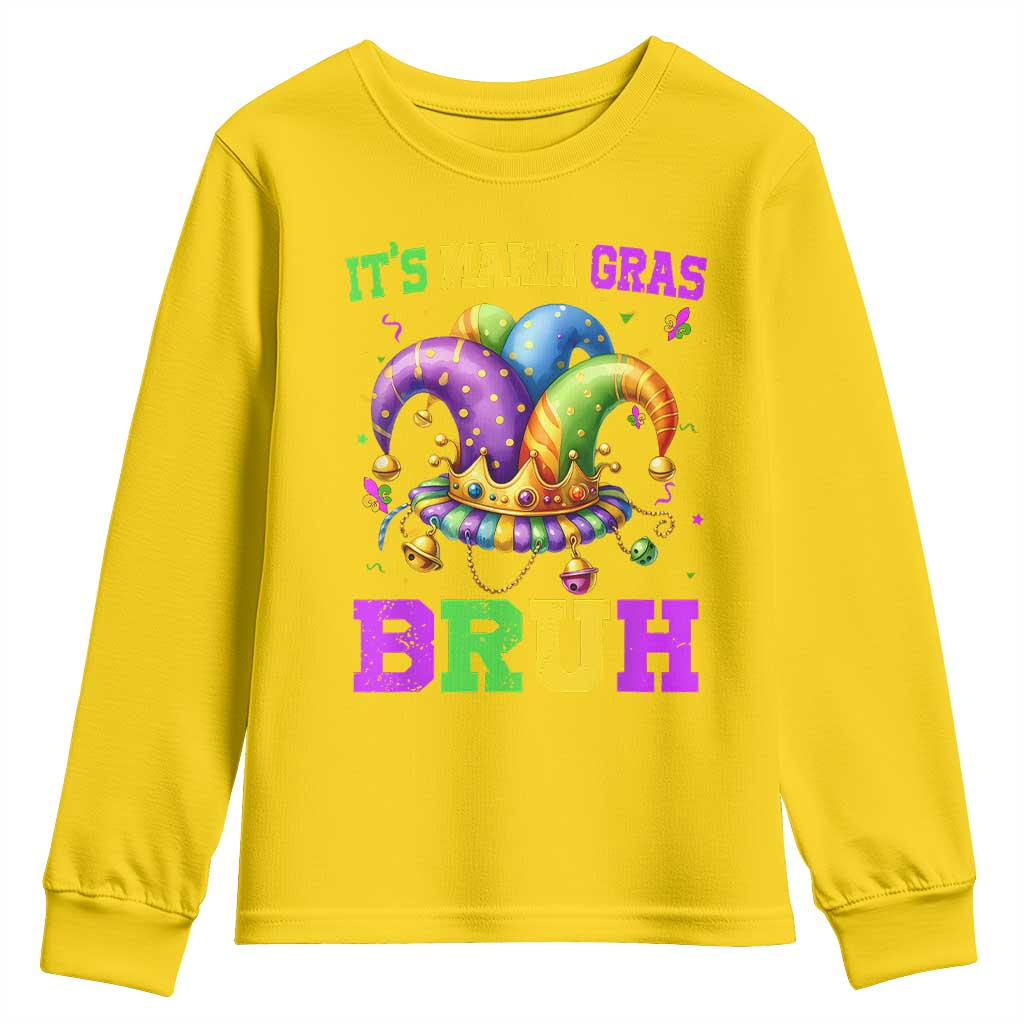 Bruh Mardi Gras Youth Sweatshirt Jester Outfit Teens Boys Kids Mardi Gras TS10 Daisy Print Your Wear