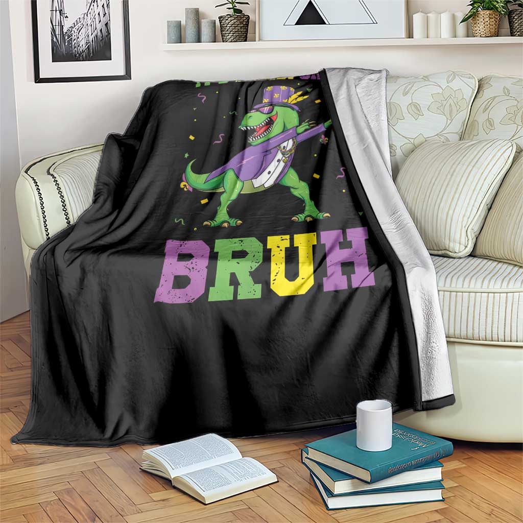 Bruh Mardi Gras Throw Blanket Dinosaur Meme New Orleans Party Custume Beads TS10 Print Your Wear