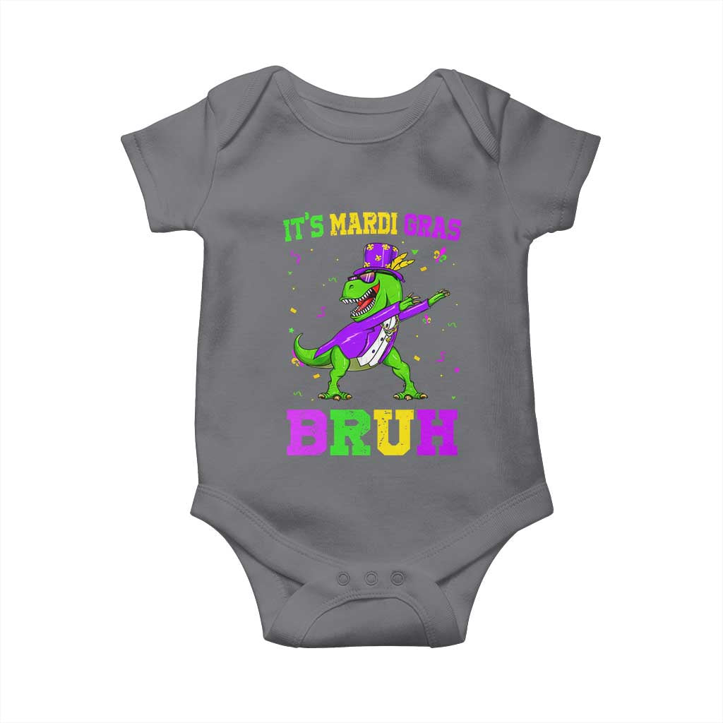 Bruh Mardi Gras Baby Onesie Dinosaur Meme New Orleans Party Custume Beads TS10 Charcoal Print Your Wear
