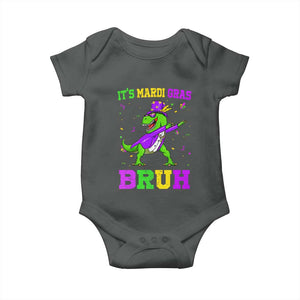 Bruh Mardi Gras Baby Onesie Dinosaur Meme New Orleans Party Custume Beads TS10 Dark Heather Print Your Wear