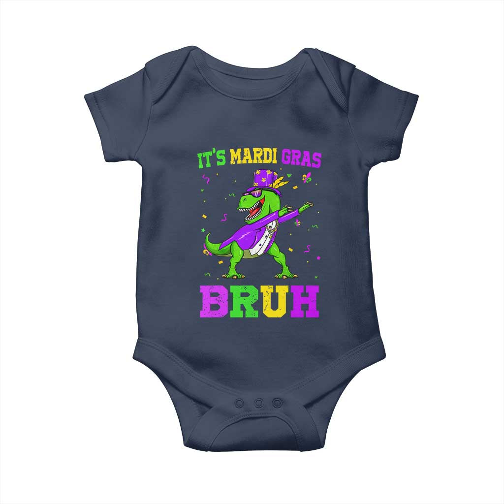 Bruh Mardi Gras Baby Onesie Dinosaur Meme New Orleans Party Custume Beads TS10 Navy Print Your Wear
