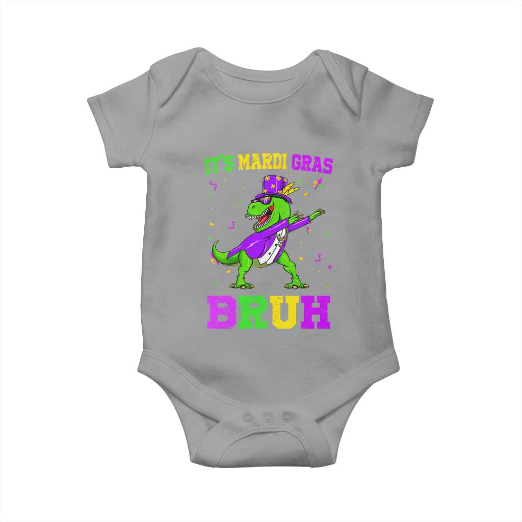 Bruh Mardi Gras Baby Onesie Dinosaur Meme New Orleans Party Custume Beads TS10 Sport Gray Print Your Wear