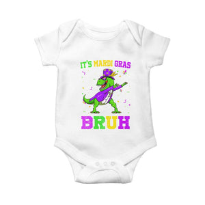 Bruh Mardi Gras Baby Onesie Dinosaur Meme New Orleans Party Custume Beads TS10 White Print Your Wear