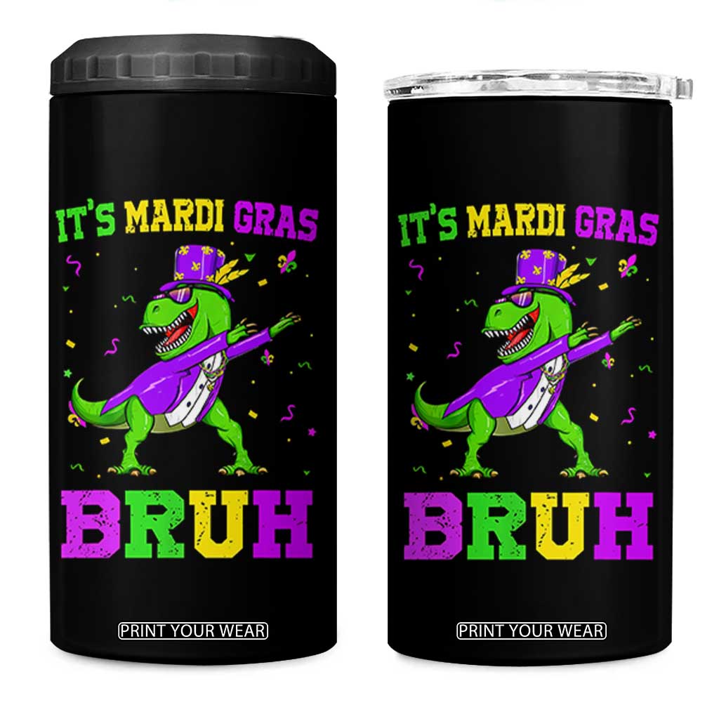 Bruh Mardi Gras 4 in 1 Can Cooler Tumbler Dinosaur Meme New Orleans Party Custume Beads TS10 One Size: 16 oz Black Print Your Wear