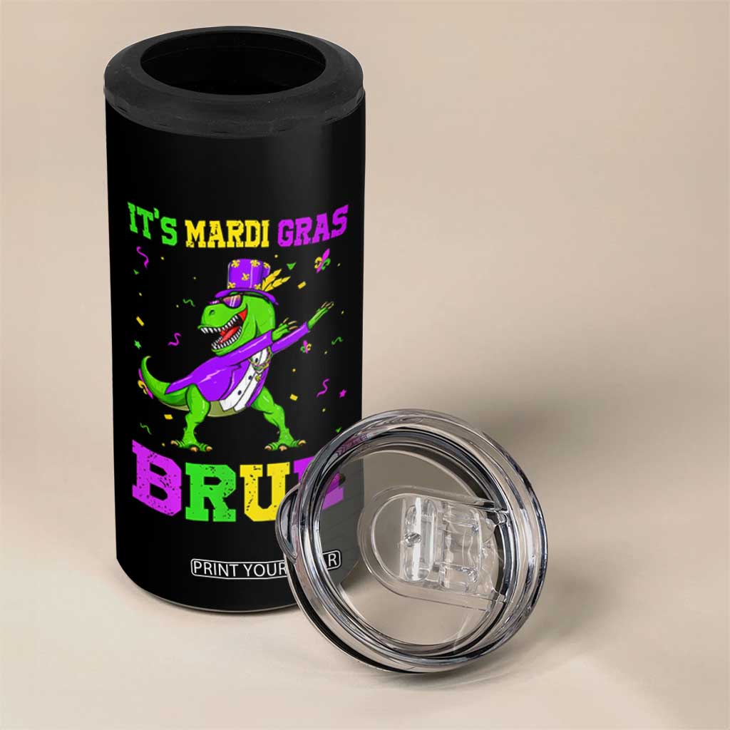 Bruh Mardi Gras 4 in 1 Can Cooler Tumbler Dinosaur Meme New Orleans Party Custume Beads TS10 Print Your Wear