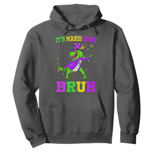 Bruh Mardi Gras Hoodie Dinosaur Meme New Orleans Party Custume Beads TS10 Dark Heather Print Your Wear