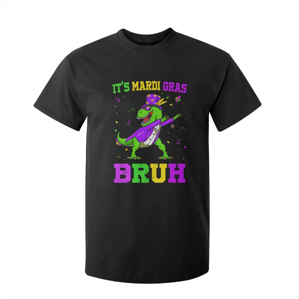 Bruh Mardi Gras T Shirt For Kid Dinosaur Meme New Orleans Party Custume Beads TS10 Black Print Your Wear