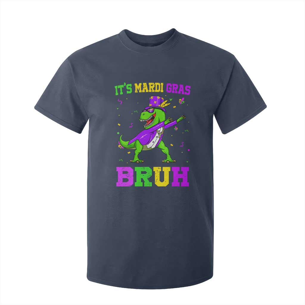 Bruh Mardi Gras T Shirt For Kid Dinosaur Meme New Orleans Party Custume Beads TS10 Navy Print Your Wear