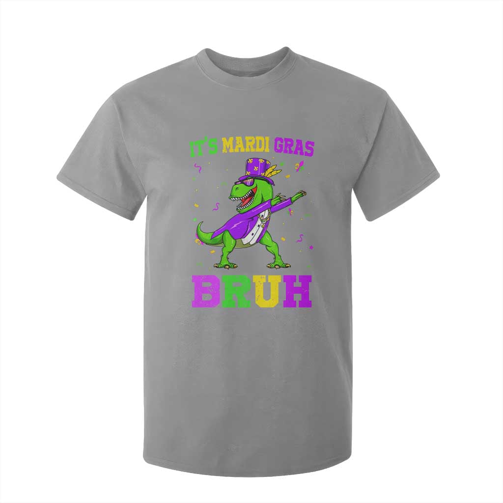 Bruh Mardi Gras T Shirt For Kid Dinosaur Meme New Orleans Party Custume Beads TS10 Sport Gray Print Your Wear