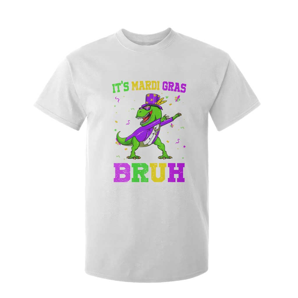 Bruh Mardi Gras T Shirt For Kid Dinosaur Meme New Orleans Party Custume Beads TS10 White Print Your Wear