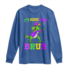 Bruh Mardi Gras Long Sleeve Shirt Dinosaur Meme New Orleans Party Custume Beads TS10 Royal Blue Print Your Wear