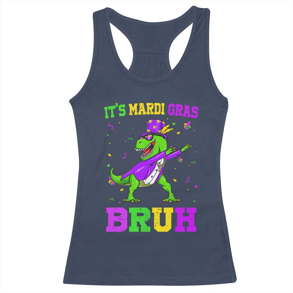 Bruh Mardi Gras Racerback Tank Top Dinosaur Meme New Orleans Party Custume Beads TS10 Navy Print Your Wear