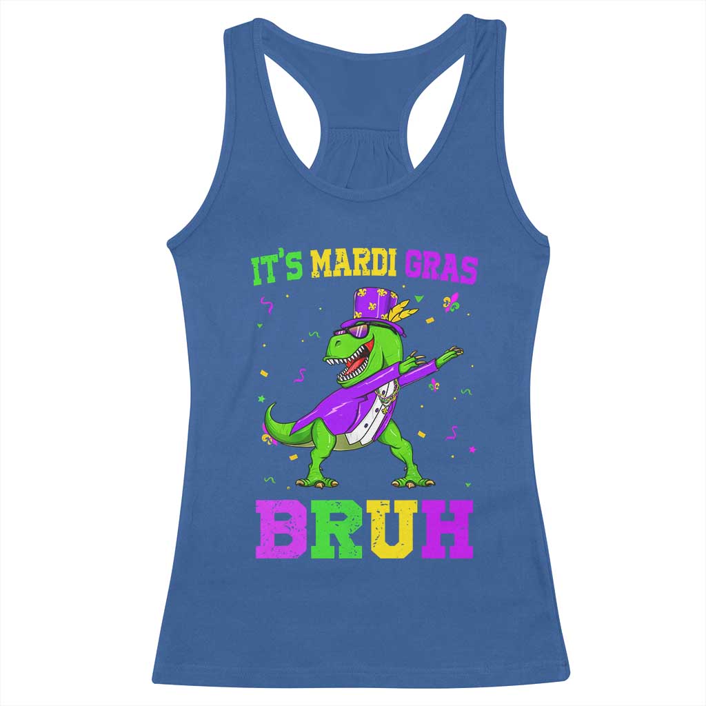Bruh Mardi Gras Racerback Tank Top Dinosaur Meme New Orleans Party Custume Beads TS10 Royal Blue Print Your Wear