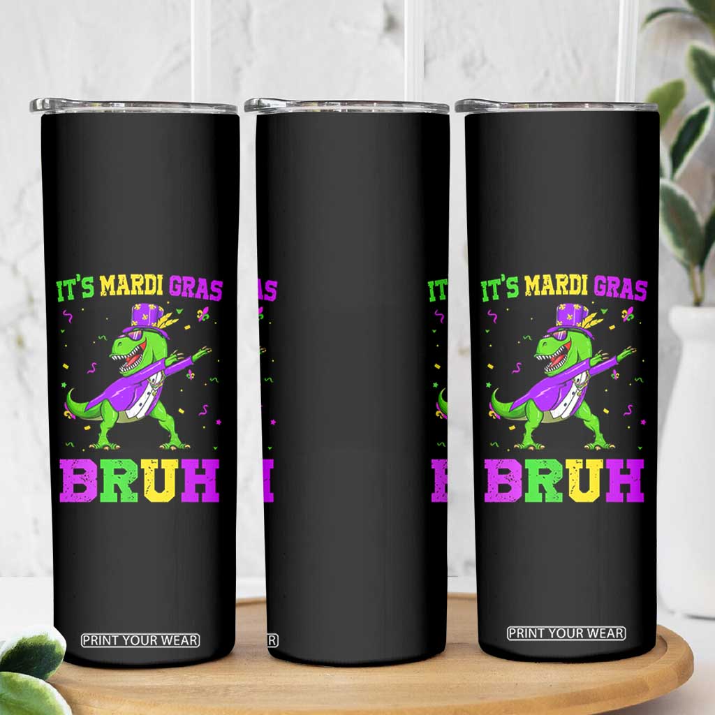 Bruh Mardi Gras Skinny Tumbler Dinosaur Meme New Orleans Party Custume Beads TS10 Print Your Wear