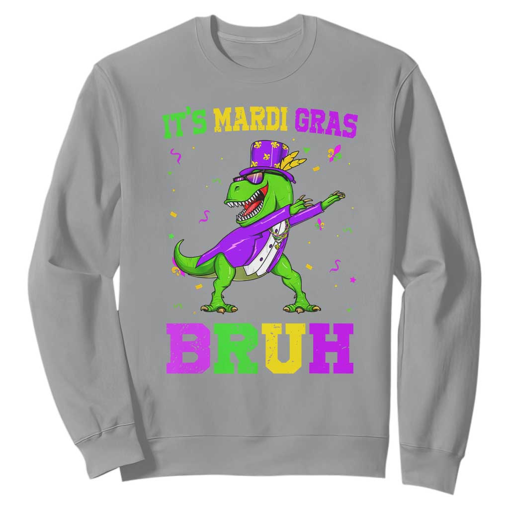 Bruh Mardi Gras Sweatshirt Dinosaur Meme New Orleans Party Custume Beads TS10 Sport Gray Print Your Wear