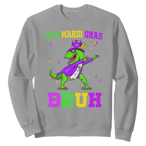 Bruh Mardi Gras Sweatshirt Dinosaur Meme New Orleans Party Custume Beads TS10 Sport Gray Print Your Wear