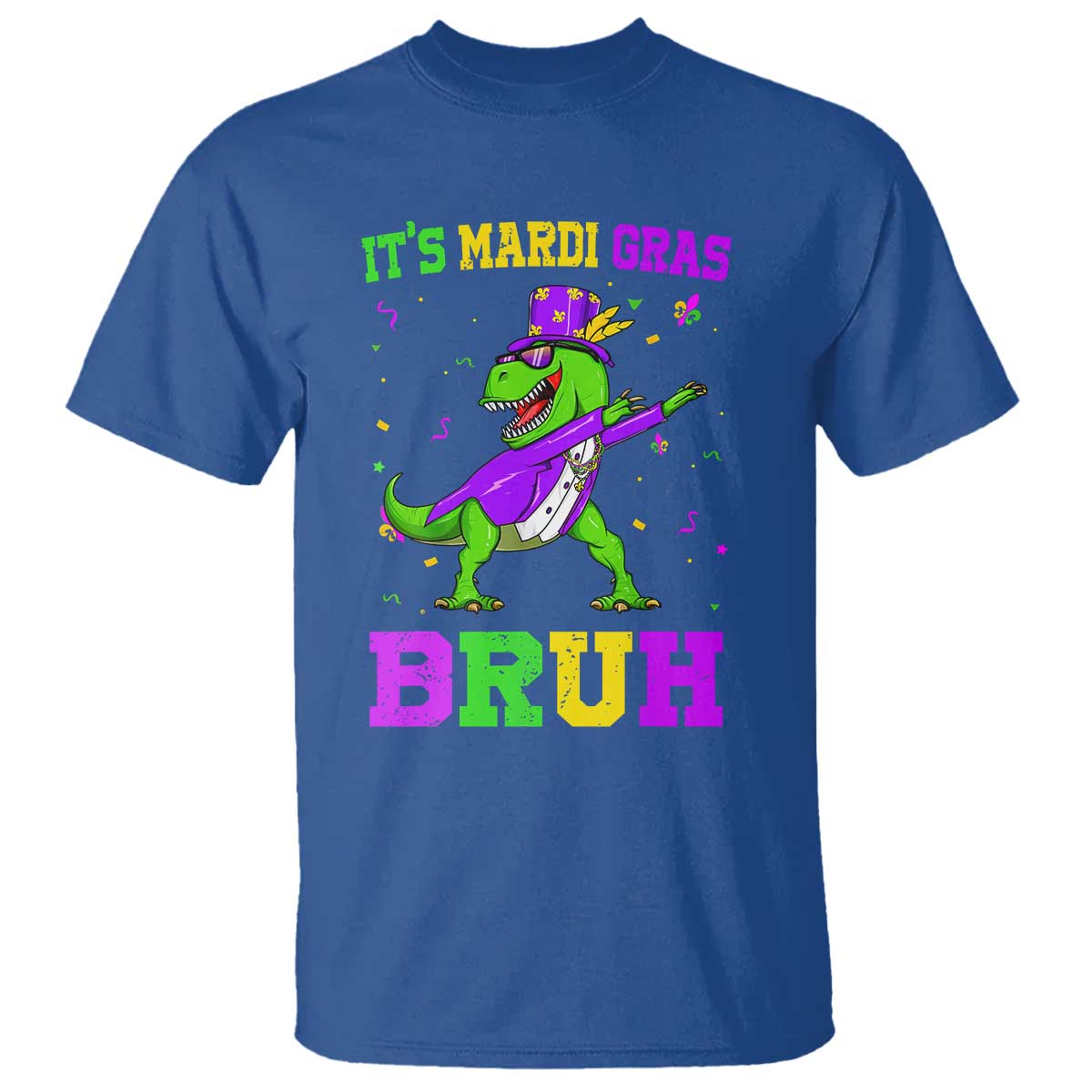Bruh Mardi Gras T Shirt Dinosaur Meme New Orleans Party Custume Beads TS10 Royal Blue Print Your Wear