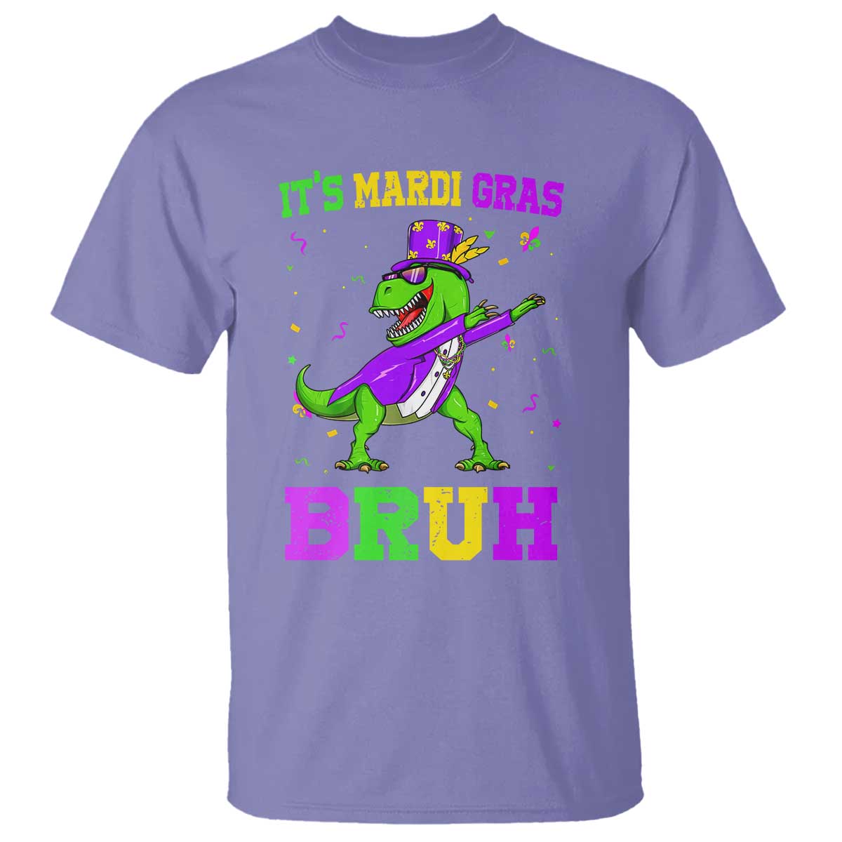 Bruh Mardi Gras T Shirt Dinosaur Meme New Orleans Party Custume Beads TS10 Violet Print Your Wear