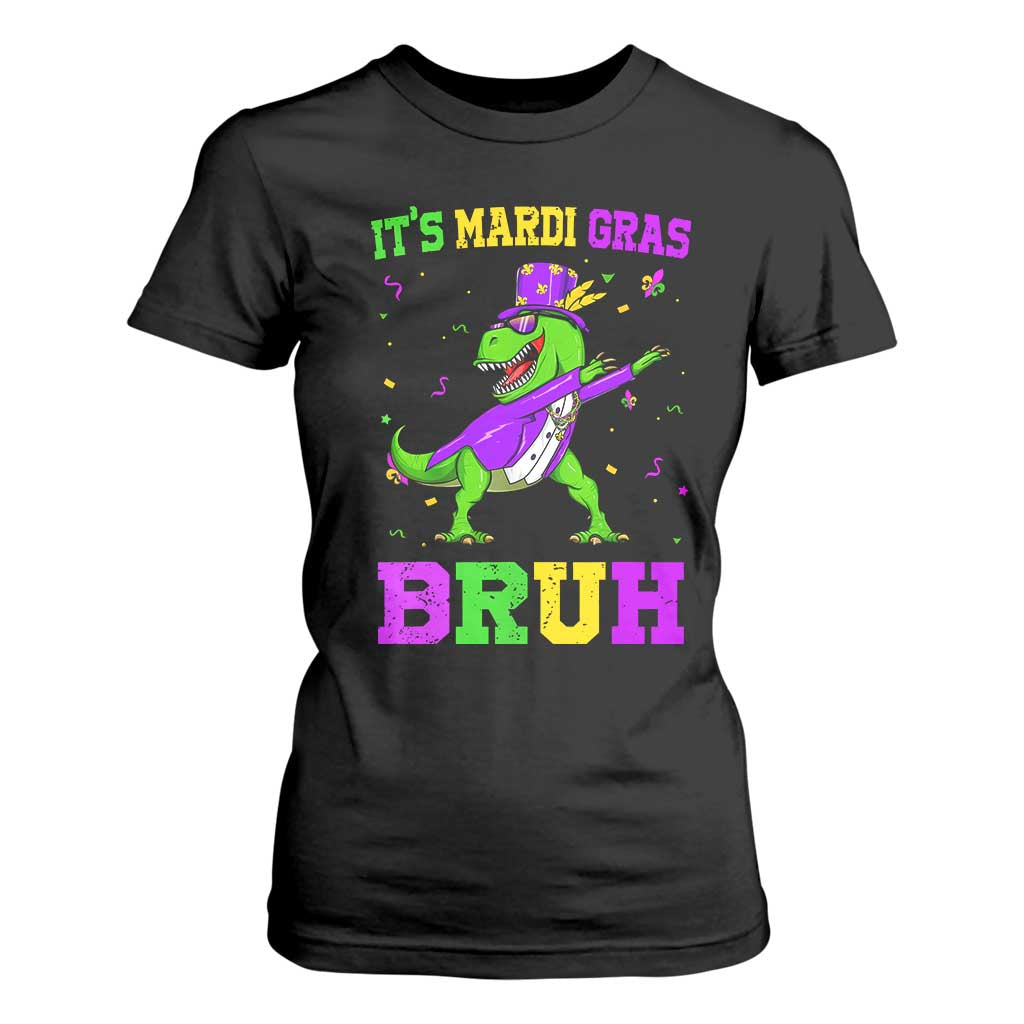 Bruh Mardi Gras T Shirt For Women Dinosaur Meme New Orleans Party Custume Beads TS10 Black Print Your Wear