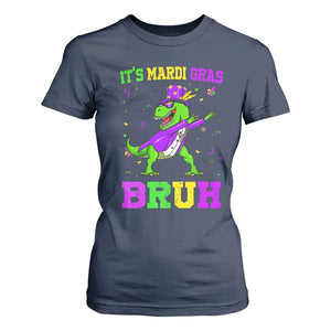 Bruh Mardi Gras T Shirt For Women Dinosaur Meme New Orleans Party Custume Beads TS10 Navy Print Your Wear