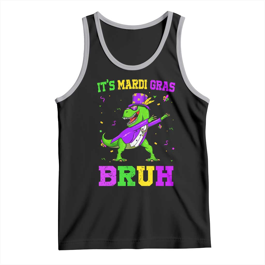 Bruh Mardi Gras Tank Top Dinosaur Meme New Orleans Party Custume Beads TS10 Black Athletic Heather Print Your Wear