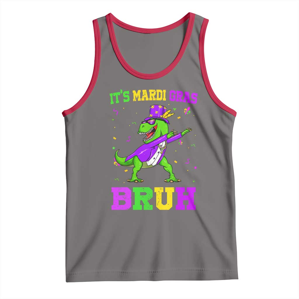 Bruh Mardi Gras Tank Top Dinosaur Meme New Orleans Party Custume Beads TS10 Deep Heather Red Print Your Wear